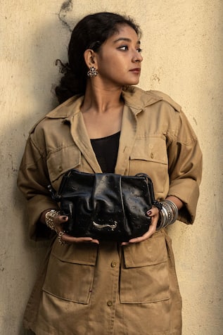Lotus Monogrammed Leather Handbag 