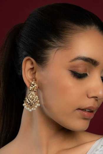 Queens Jewels Gold Toned Pearl Embellished Earrings 