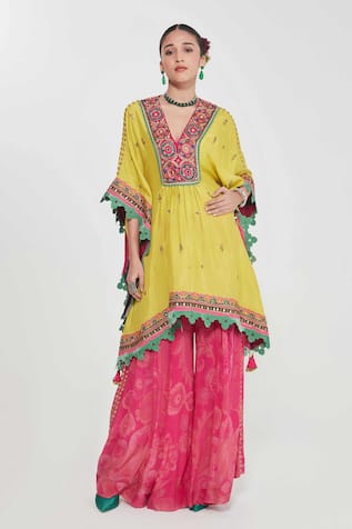 Siddhartha Bansal Embroidered Kaftan & Palazzo Set 