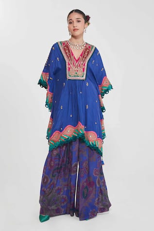 Siddhartha Bansal Mirror Embroidered Kaftan & Palazzo Set 
