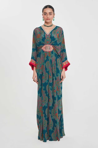 Siddhartha Bansal Belted Paisley Print Kaftan 