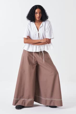 Three Cedar Brown Wide Legged Palazzo 