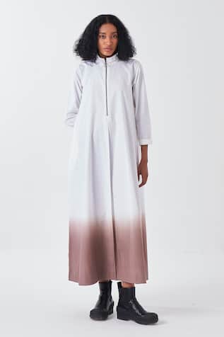 Three Ombre Dip Dye Midi Dress 