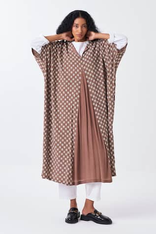 Three Brick Print Gusset Detail Kaftan 