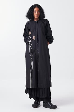 THREE Poppy Bloom Applique Long Jacket 