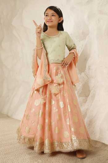 FAYON KIDS Bloom Woven Lehenga Set 