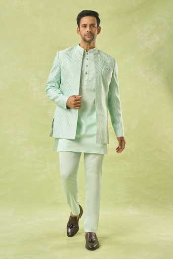 Spring Break Geometric Thread Embroidered Jacket Kurta Set 