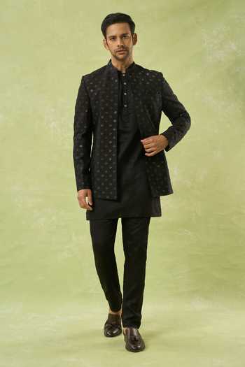 Spring Break Geometric Sequin Embroidered Jacket & Kurta Set 