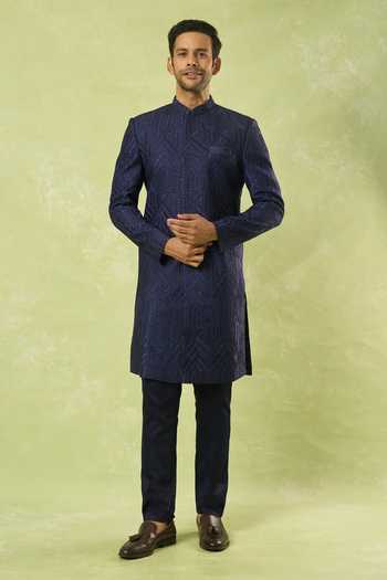 Spring Break Chevron Embroidered Sherwani Set 
