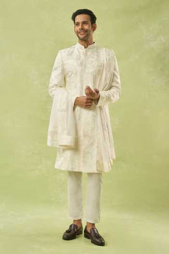 Spring Break Floral Embroidered Sherwani Set 