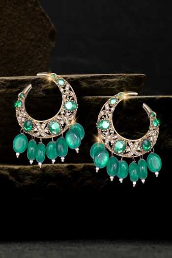 Nayaab By Sonia Emerald Moon Glow Chandbali Earrings 