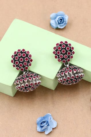 Red Hydro Stone Studded Earrings 