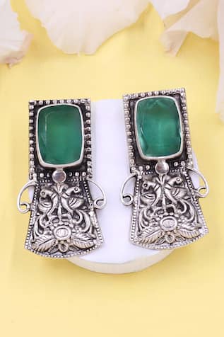 Geometric Hydro Stone Peacock Earrings 