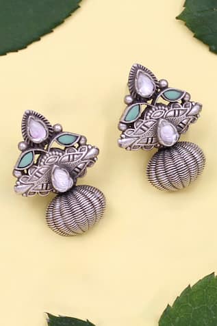 Floral Stone Studded Earrings 