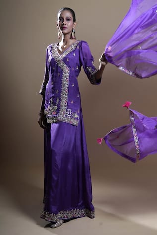 Aavya Gul Embroidered Angarkha Kurta Set 