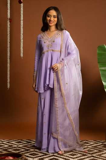 Aavya Phool Gul Embroidered Kurta & Sharara Set 