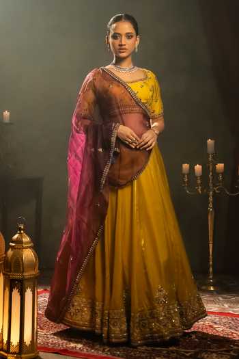 Aavya Phoolista Embroidered Yellow Lehenga Set 