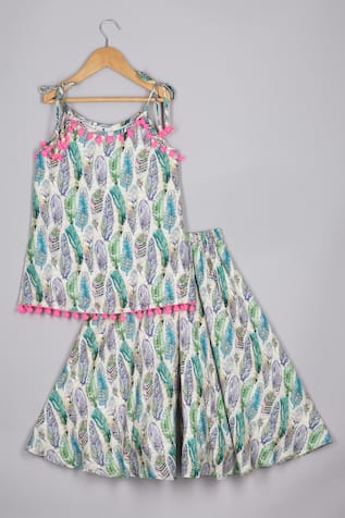 Leaf Print Kurta Set With Palazzo 