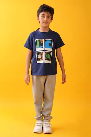 Anthrilo Waves Print T-Shirt With Joggers 