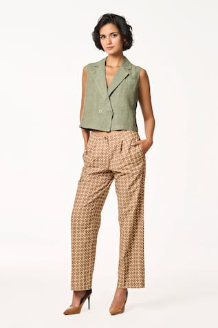 Tonal Monogram Patterned Brown Pant 