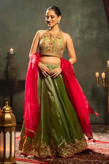 Aavya Crest Vine Embroidered Lehenga Set 