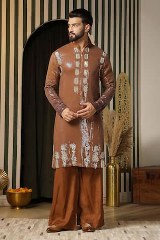 Gold Sequin Embroidered Kurta Set 
