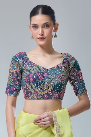 Cotton Embroidered Saree Blouse 