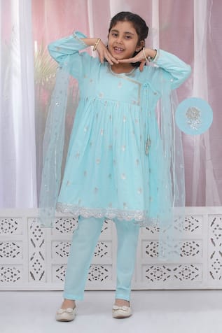 Floral Zari Embroidered Angarkha Set 