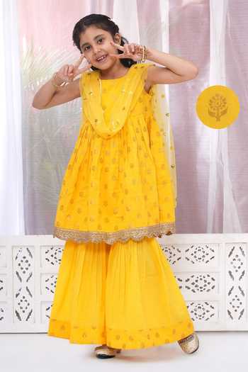 Little Bansi Floral Zari Embroidered Kurta Set 