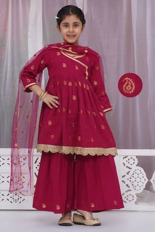 Floral Zari Embroidered Angarkha Set 