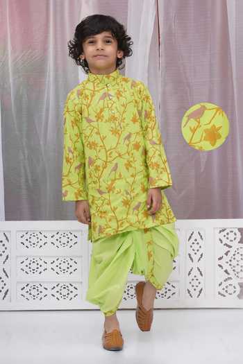 Little Bansi Floral & Bird Embroidered Kurta Set 