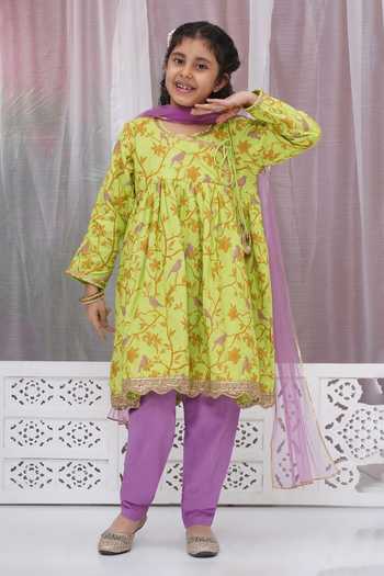 Little Bansi Paisley Zari Embroidered Angarkha Set 