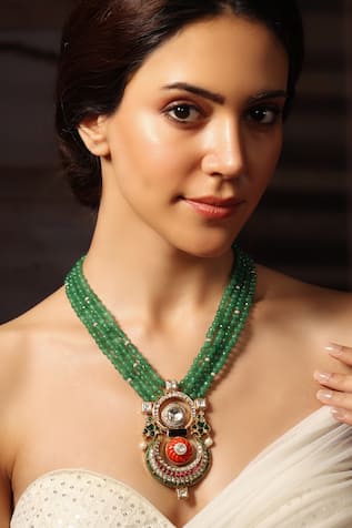 Gold Finish Verdant Vine Long Necklace 