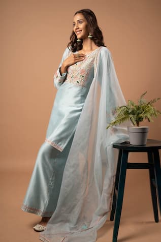 Aavya Gul Embroidered Yoke Kurta Palazzo Set 