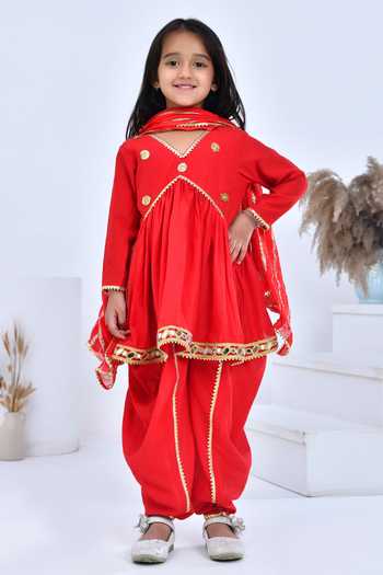 Bannhi By Priyanka Rathore Gota Embellished Kurta Dhoti Pant Set 