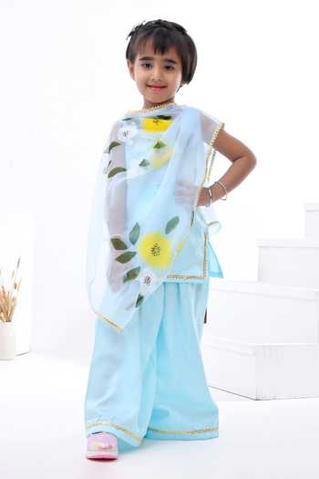 Bannhi By Priyanka Rathore Sky Blue Gota Embellished Kurta Set 