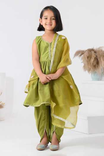 Bannhi By Priyanka Rathore Gota Embellished Peplum Dhoti Pant Set 