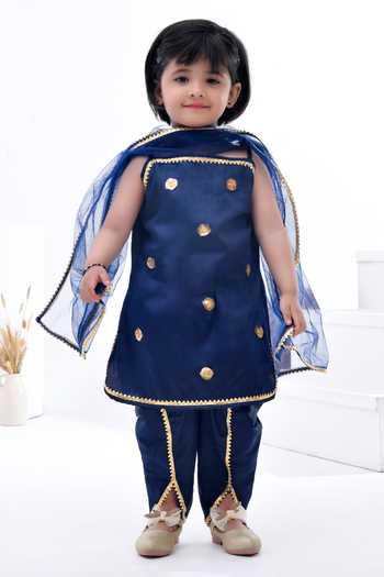 Bannhi By Priyanka Rathore Navy Blue Gota & Sequin Kurta Set 
