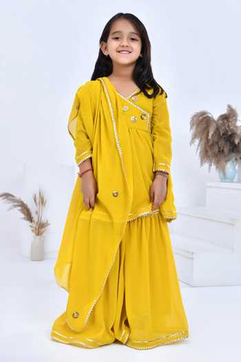 Bannhi By Priyanka Rathore Floral Gota Angarkha Sharara Set 