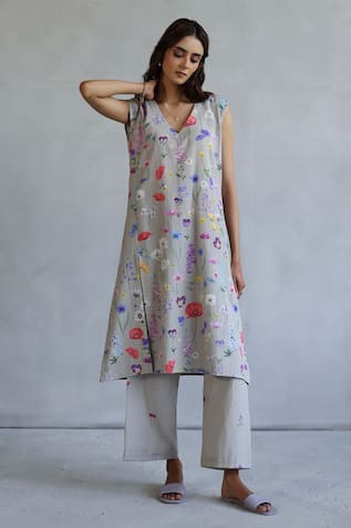 Floral Printed Linen Tunic 