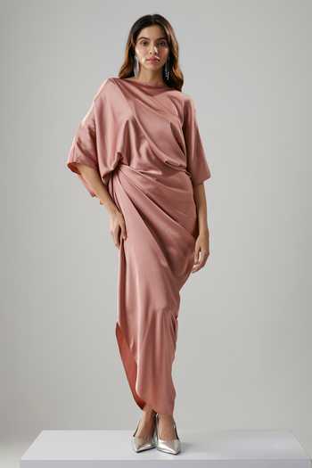 NA-KA Draped Satin Gown 