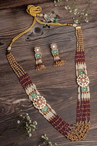 Layered Stone & Bead Necklace Set 