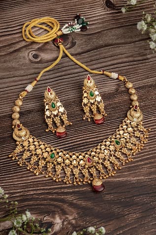 Gold Phool Vine Necklace Set 
