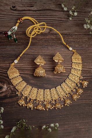 Phool Vine Carved Necklace Set 