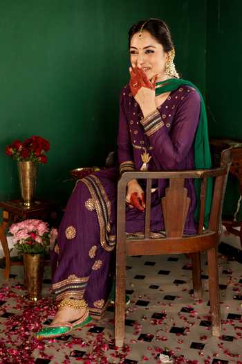 Nimbu Mirchi Zari Embroidered Kurta Afghani Salwar Set 