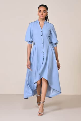 S&N By Shantnu Nikhil Faux Leather Embellished Asymmetric Dress 