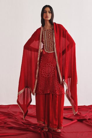 Twenty Nine Bandhani Tie Dye Marodi Embroidered Kurta Set 