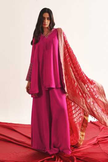 Twenty Nine Fuchsia Silk Flared Palazzo 