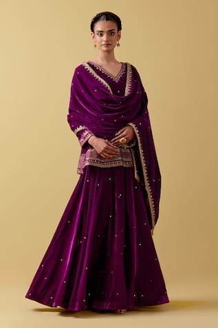Ikshita Choudhary Embroidered Velvet Kurta Sharara Set 
