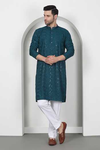 Aham-Vayam Zig Zag Embroidered Kurta Set 
